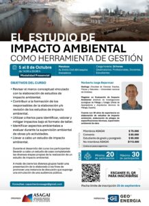 CURSO “EL ESTUDIO DE IMPACTO AMBIENTAL COMO HERRAMIENTA DE GESTIÓN” – 5 AL 9 DE OCTUBRE