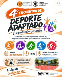 4TO. ENCUENTRO DE DEPORTE ADAPTADO – JUEVES 22/10 A LAS 18 HORAS
